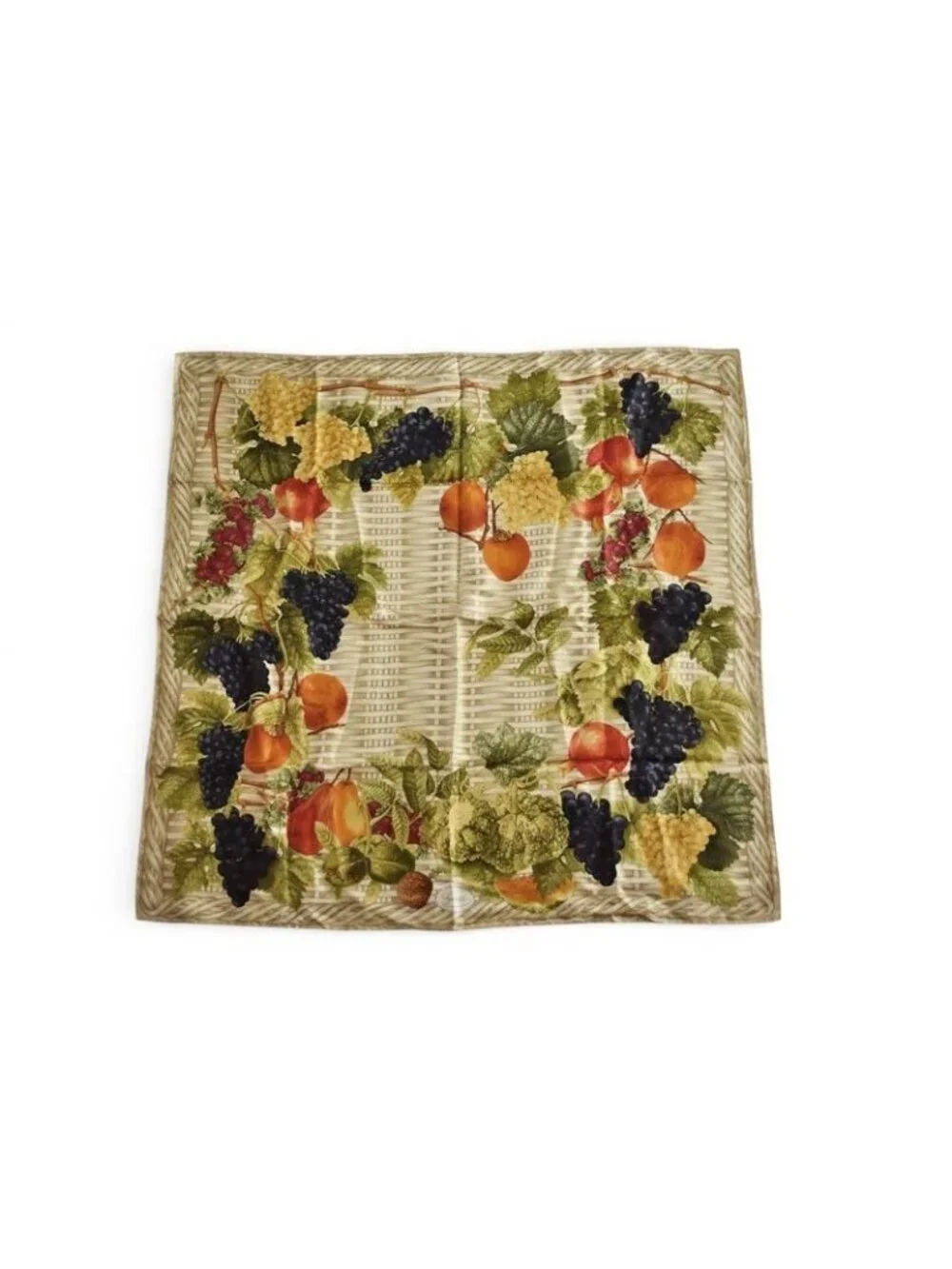 Gucci Scarf Vintage Large Fruit Pattern Beige Multi